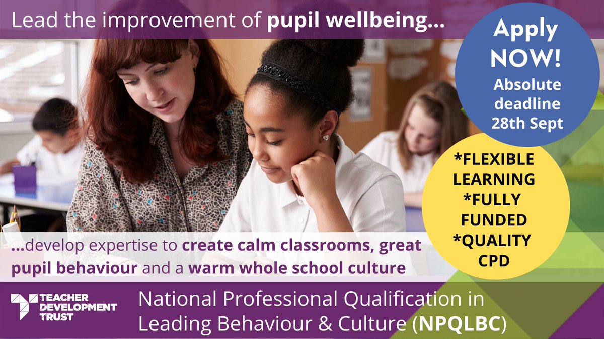 Are you a current/aspiring pastoral leader?  The NPQLBC will empower you to lead effectively with knowledge and understanding of the most up-to-date, relevant research into behaviour and culture in schools. Start your NPQLBC &amp; register your interest here: ow.ly/25fr50LXgOK
