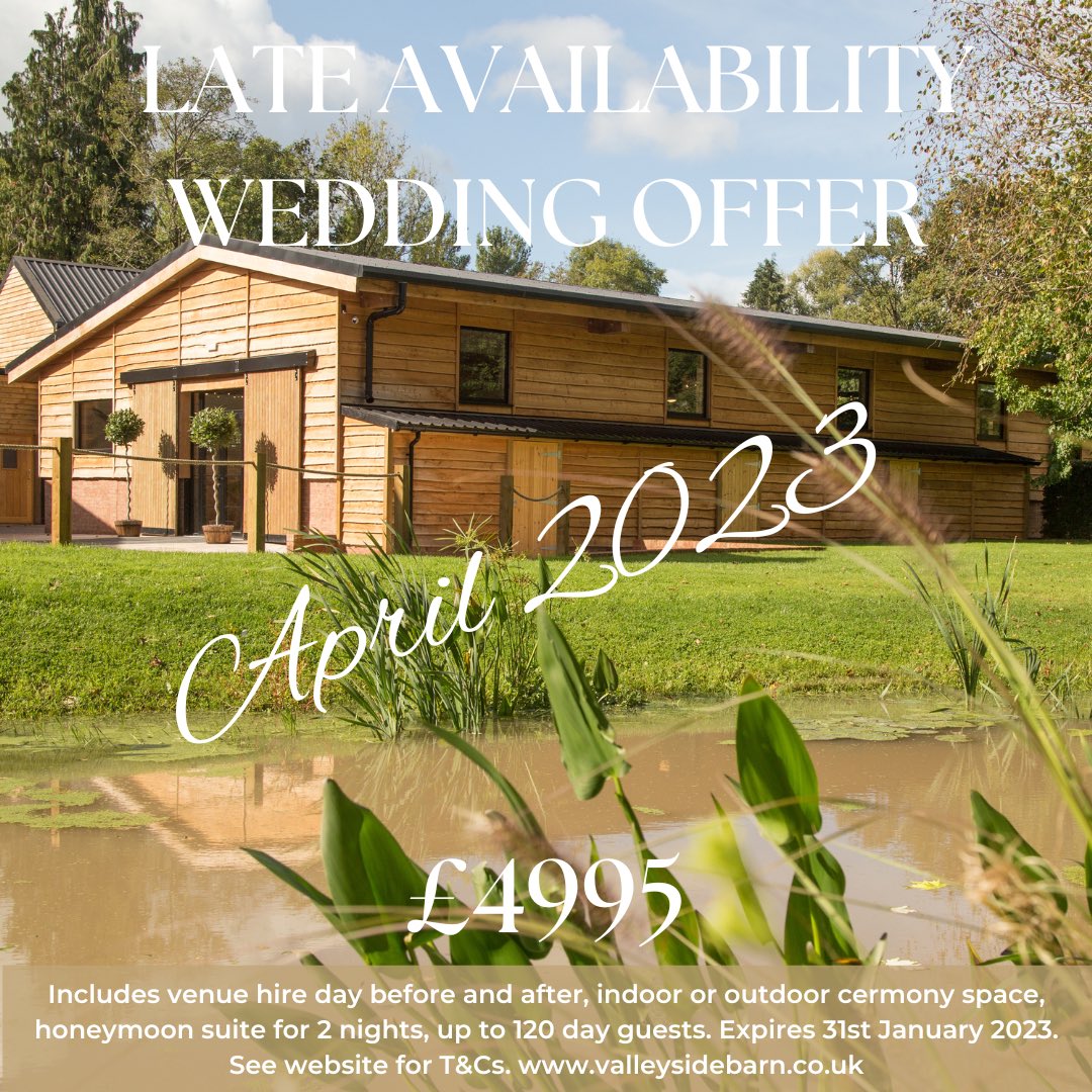 Check out our late availability offer if you are considering a short engagement &amp; a wedding before the end of April 2023. Please get in touch to arrange a viewing - we still have appointments available before Christmas.❤️💚💙 #devonwedding #barnweddingvenue #devonweddingvenue