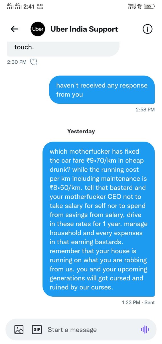 PathanSadiqe's tweet photo. @Uber you are so shameless motherfucker https://t.co/f3l6WTepHl
