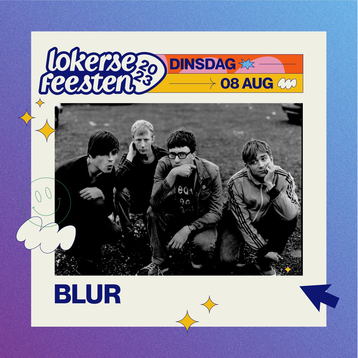 LokerseFeesten's tweet photo. Groot nieuws, GIRLS &amp; BOYS: @blurofficial komt op dinsdag 8 augustus naar de Grote Kaai! De legendarische band doet een reünie tournee komt voor de eerste keer sinds 2013 naar België. De voorverkoop start op zat 10 dec, 10u via https://t.co/JZvpjsxheO. https://t.co/gl4N7TF1Gt