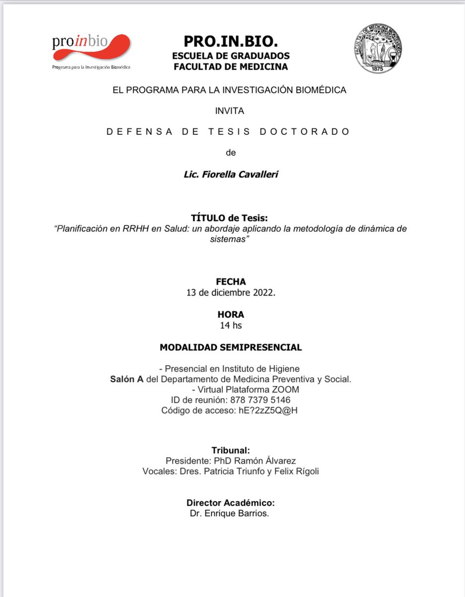 Pro.In.Bio. UdelaR (@proinbiofmed) on Twitter photo Próxima defensa Doctorado con un tema relevante para el sistema de salud <a href="/Udelaruy/">Universidad de la República</a> <a href="/fmed_divulga/">fmed_divulga</a> <a href="/fmedoficial/">fmedoficial</a> <a href="/FEMIcomunica/">FEMI</a> <a href="/ASSEcomunica/">ASSE</a> <a href="/hcmquintela/">Hospital de Clínicas Dr. Manuel Quintela</a> Próxima defensa Doctorado con un tema relevante para el sistema de salud <a href="/Udelaruy/">Universidad de la República</a> <a href="/fmed_divulga/">fmed_divulga</a> <a href="/fmedoficial/">fmedoficial</a> <a href="/FEMIcomunica/">FEMI</a> <a href="/ASSEcomunica/">ASSE</a> <a href="/hcmquintela/">Hospital de Clínicas Dr. Manuel Quintela</a>