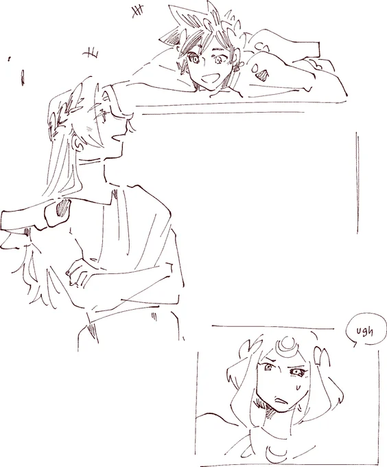 imagine them being so flirty melinoe has to be the sibling that fake gags when she sees them yknow 
