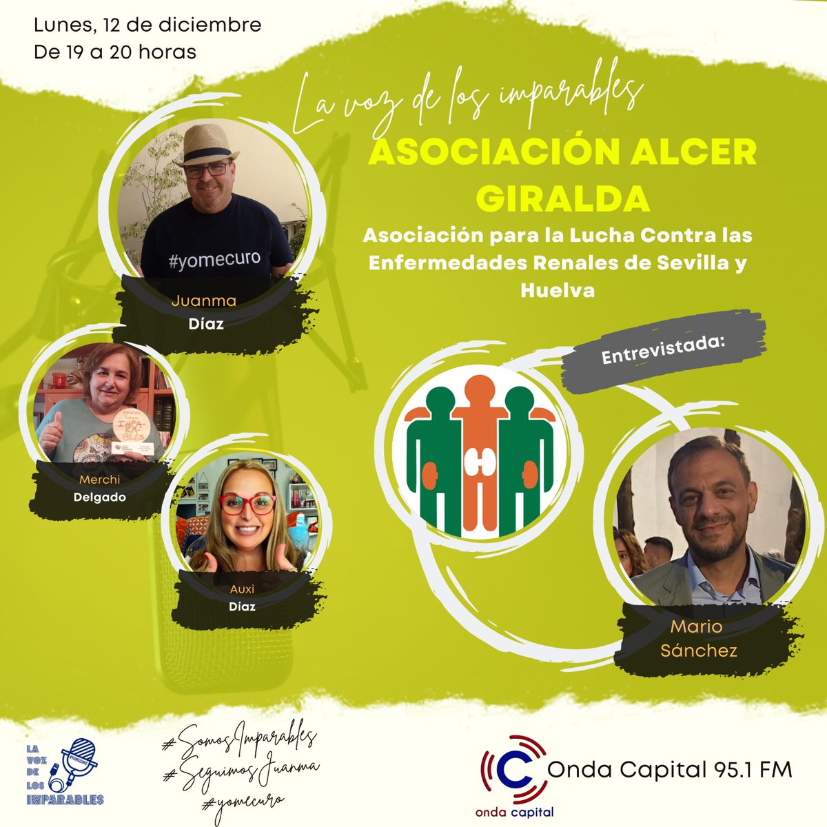 Gracias al amigo <a href="/antosevi/">A.Sevilla</a> ya tenemos cartel del próximo programa de #LaVozDeLosImparables. Hablaremos con Mario Sánchez, de la Asociación <a href="/alcergiralda/">ALCER Giralda</a>.
Lunes, 12 a las 19:00 en @ondacapitalsev.
¡Os esperamos!
#SomosImparables
#SeguimosJuanma
#yomecuro