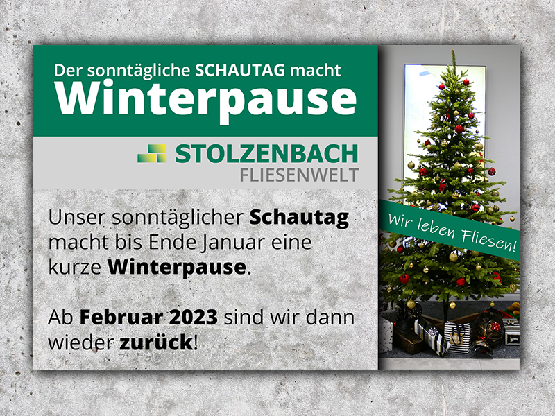 Unser sonntäglicher Schautag macht bis Ende Januar eine kurze Winterpause. Ab Februar 2023 sind wir dann wieder zurück!