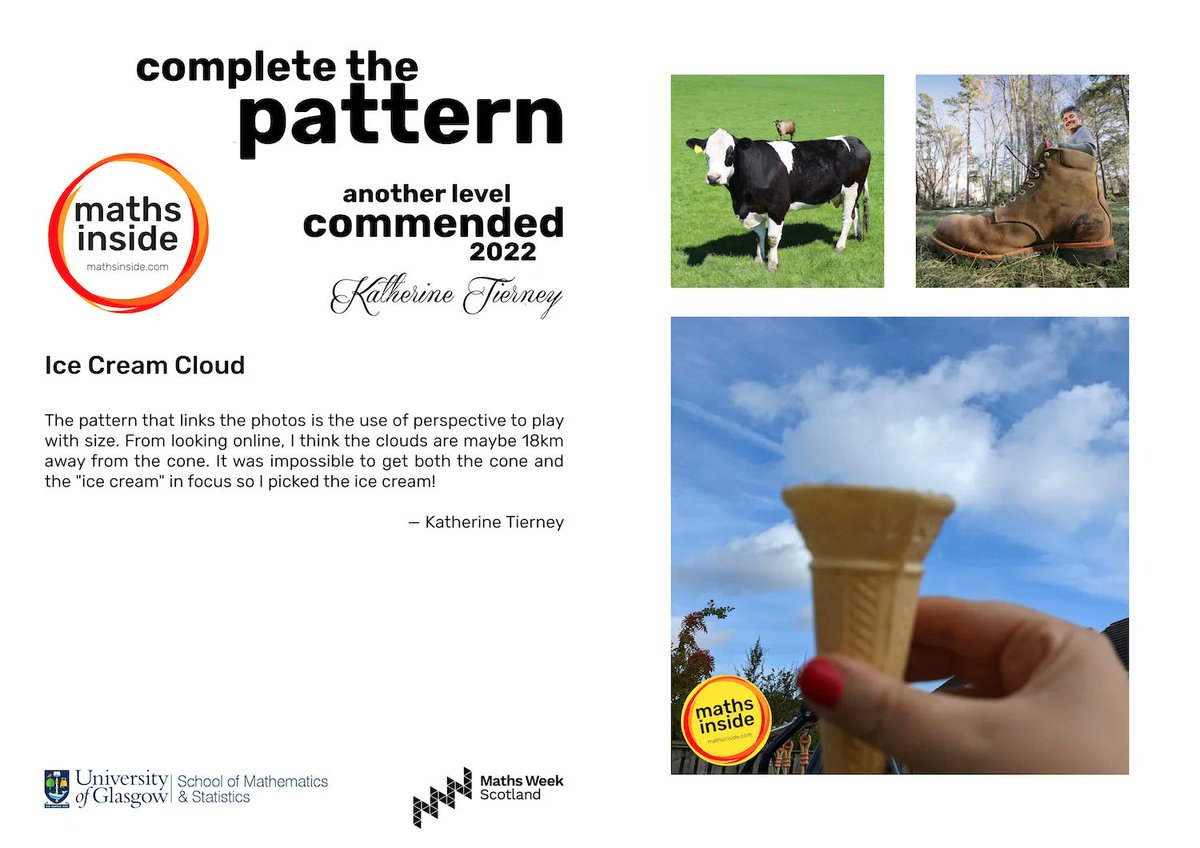 mathsinside's tweet photo. *Ice Cream Cloud* — Katherine Tierney (NA) @KIsobelle — Another Level Commended Entry 📸🎉

👉https://t.co/s3r74TnCKd

@mathsinside #mathsinside #mathsinsidePattern #maths #PhotoContest #MathsWeekScot @UofGlasgow @UofGMaths_Stats @mathsweekscot @tentivetodetail https://t.co/KblbgWAeED