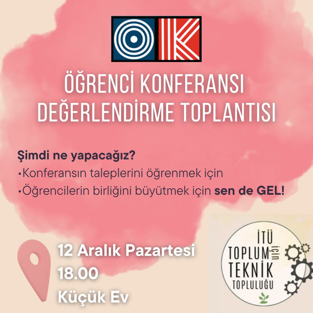 Toplum_Icin's tweet photo. Herkese yeniden merhaba! 🙋🏻‍♀️ 
Geçtiğimiz hafta katıldığımız Öğrenci Konferansı’nı (https://t.co/L6KWDnKM9S ) kaçıranlar için ve konferansa katılanlarla da bir değerlendirme yapmak için Pazartesi günü bir değerlendirme toplantısı yapıyoruz. 
#öğrencikonferansı https://t.co/dgW7xs1u5O