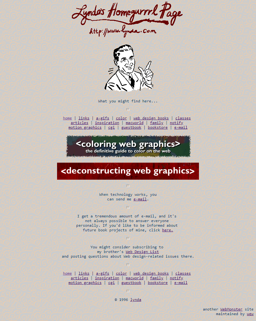 WebDesignMuseum's tweet photo. Happy 27th Birthday https://t.co/XSxbvFg6ts!

In December 1995, Lynda Weinman, a computer instructor, and graphic designer launched one of the first online libraries of training courses for web developers at https://t.co/tA4umYzEMP.

https://t.co/YBDoi4EpN1

#InternetHistory https://t.co/joi3RvsIMD