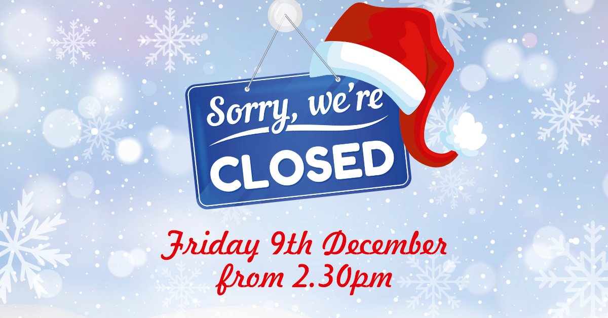 We will be closing at 2.30pm today. Rest assured we will be back at 9am on Monday!
Wishing you all a lovely weekend.