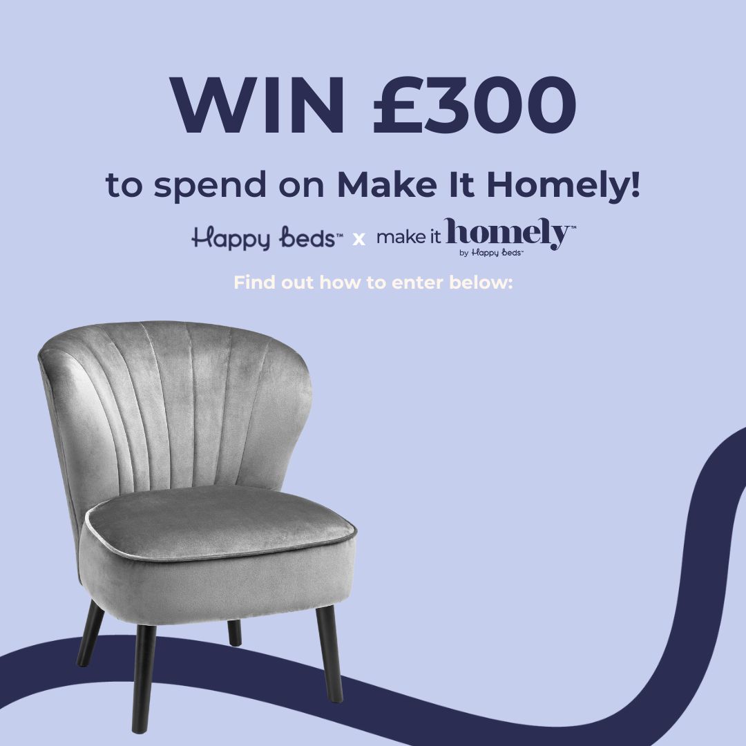 To celebrate the launch of @makeithomely we're giving away a £300 voucher⚡ ✨Follow Happy Beds AND @makeithomely ✨Like this post! ✨Tag 3 friends £300 voucher is only available to spend on makeithomely.co.uk. Competition ends 02.01.23. Winner announced on 03.01.23