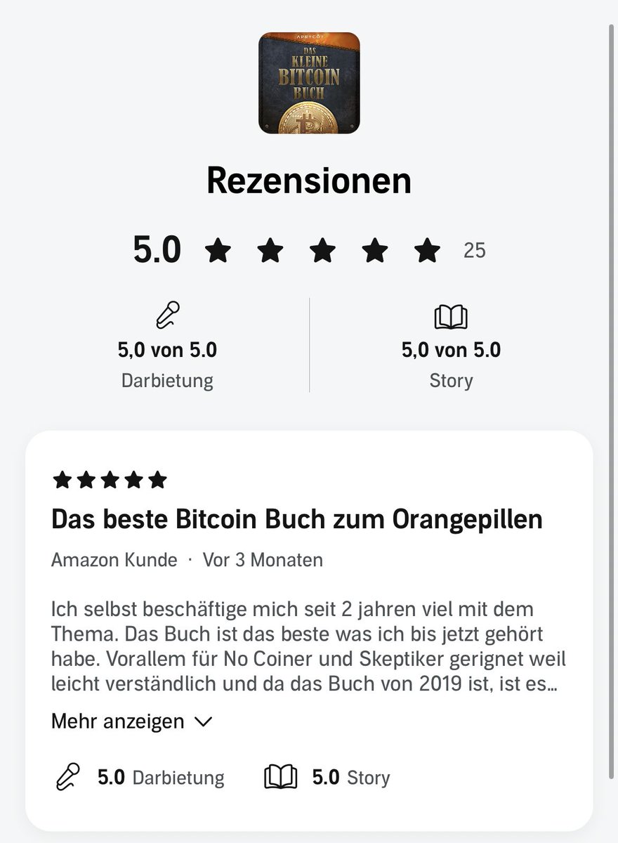 Das kleine Bitcoin-Buch auf <a href="/audibleDE/">Audible.de</a>! Sicher eine gute Empfehlung an eure Freunde und Familie dieses Jahr. Tiefer wird sie kaum, die Einstiegshürde 😊