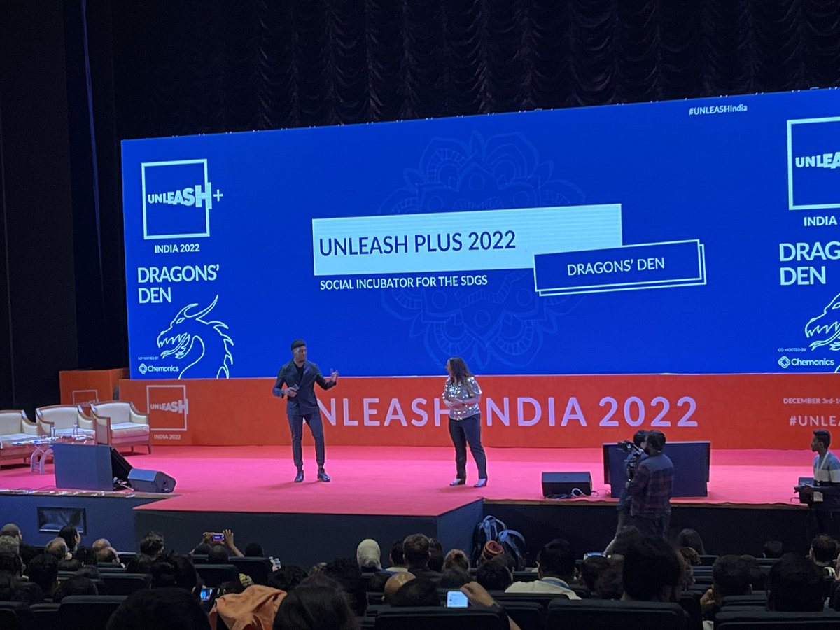 Exciting moment at #UNLEASH India - where 11 entrepreneurs will be presenting their social impact solutions in Dragons’ Den
