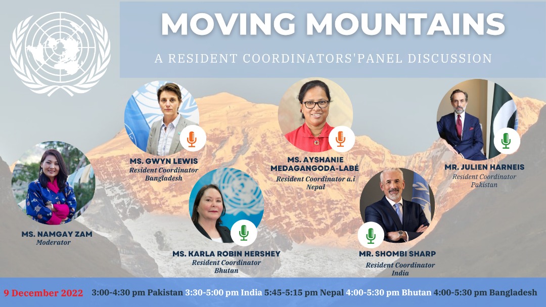 UN_Nepal's tweet photo. How are @UN offices meeting challenges of the triple planetary crisis? 
Ahead of Mountain Day, hear from #UNRCs of 
@UNinBangladesh @unbhutan @UNinIndia @UN_Nepal
 @UNinPak in a dialogue opened by environmentalist &amp; educator @Wangchuk66 
🕞 3.45 pm 
📺https://t.co/UOeMdSXq3n https://t.co/1s4v4bot0m