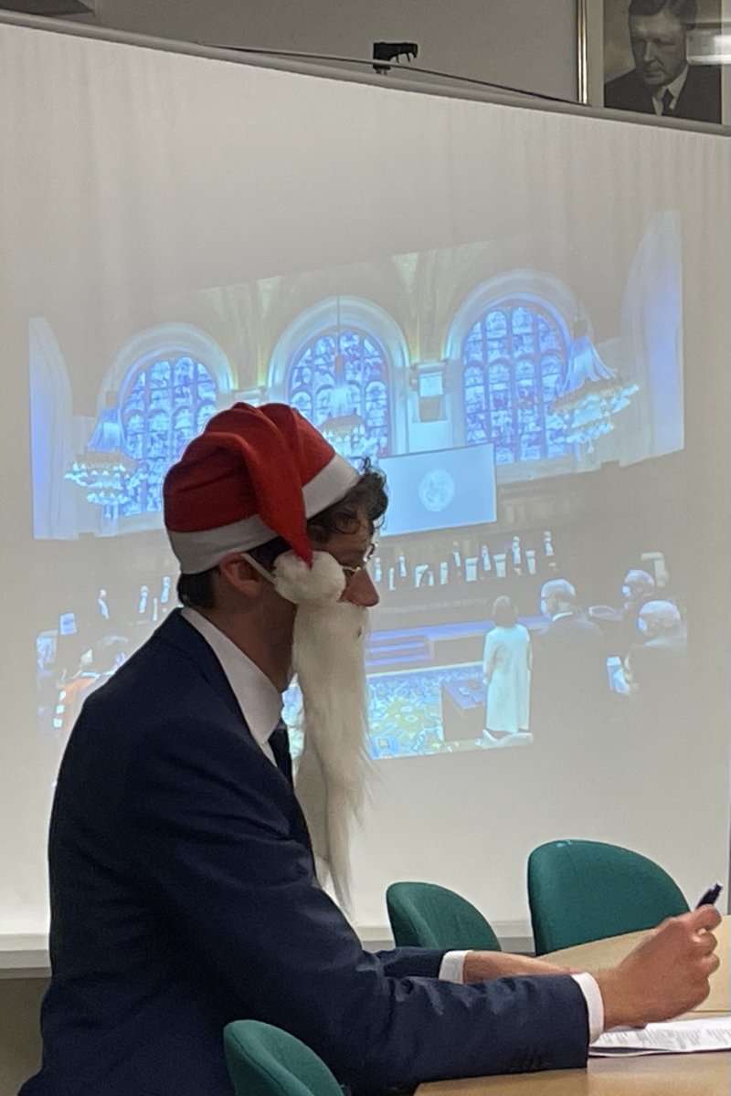 StefanTalmon's tweet photo. In Certain Airspace Limitations (Santa Claus v. Germany) ICJ rules in favour of applicant finding CIL right of overflight for reindeer sleighs on Dec 24th. Highlights from oral argument: "All I want for Christmas is YOUrisdiction" and "Driving home for Christmas" as jus cogens https://t.co/skRFRklDs7