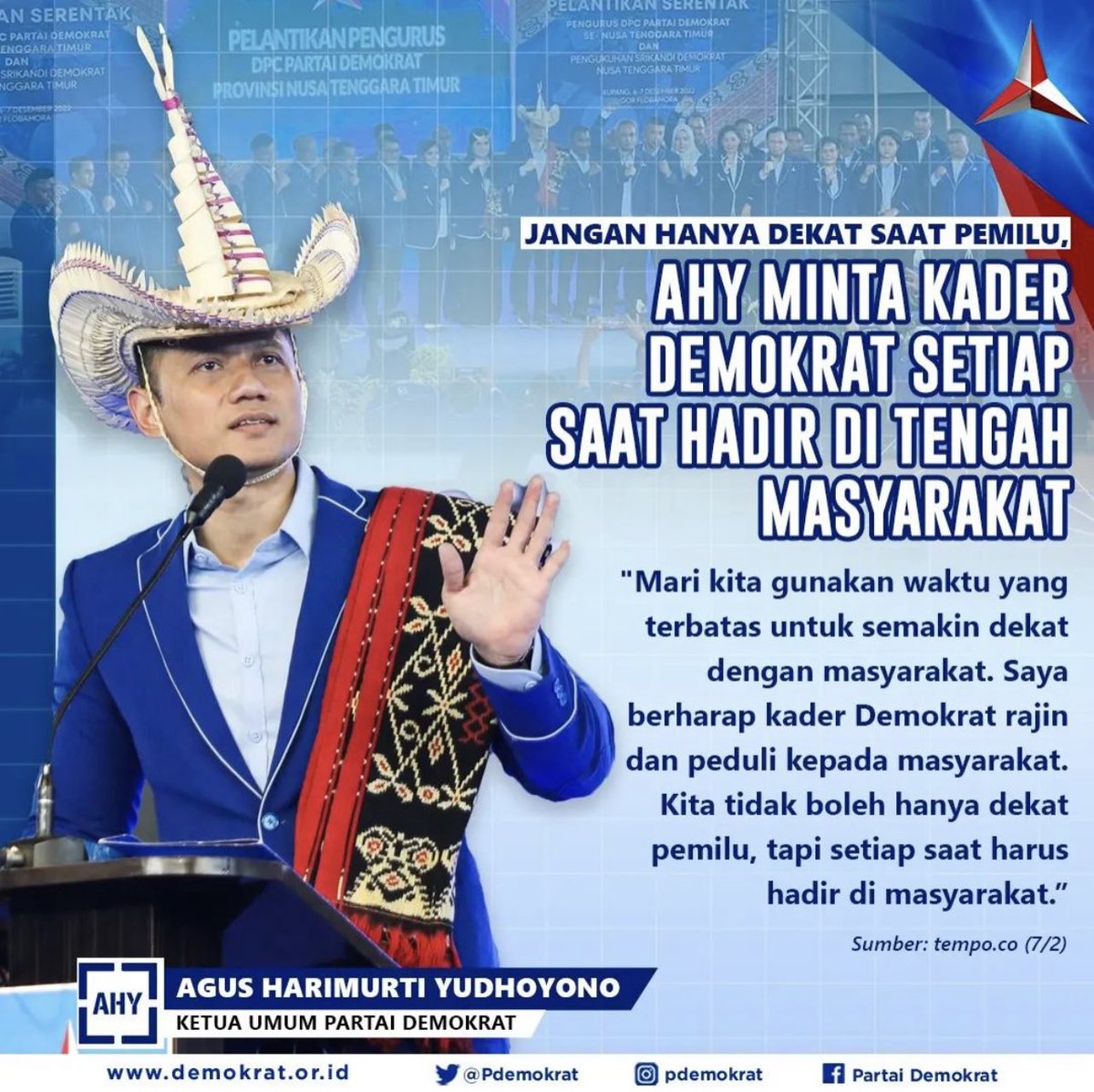 JANGAN HANYA DEKAT SAAT PEMILU
AHY MINTA KADER DEMOKTRAT SETIAP SAAT HADIR DITENGAH MASYARAKAT.
.
#demokrat #pdemokrat #partaidemokrat #parpol #indonesia #ahy #pemilu #pilpres #menang #ahypemimpinperubahan #perubahandanperbaikan #dpc #mamuju #sulbar #bakomstra