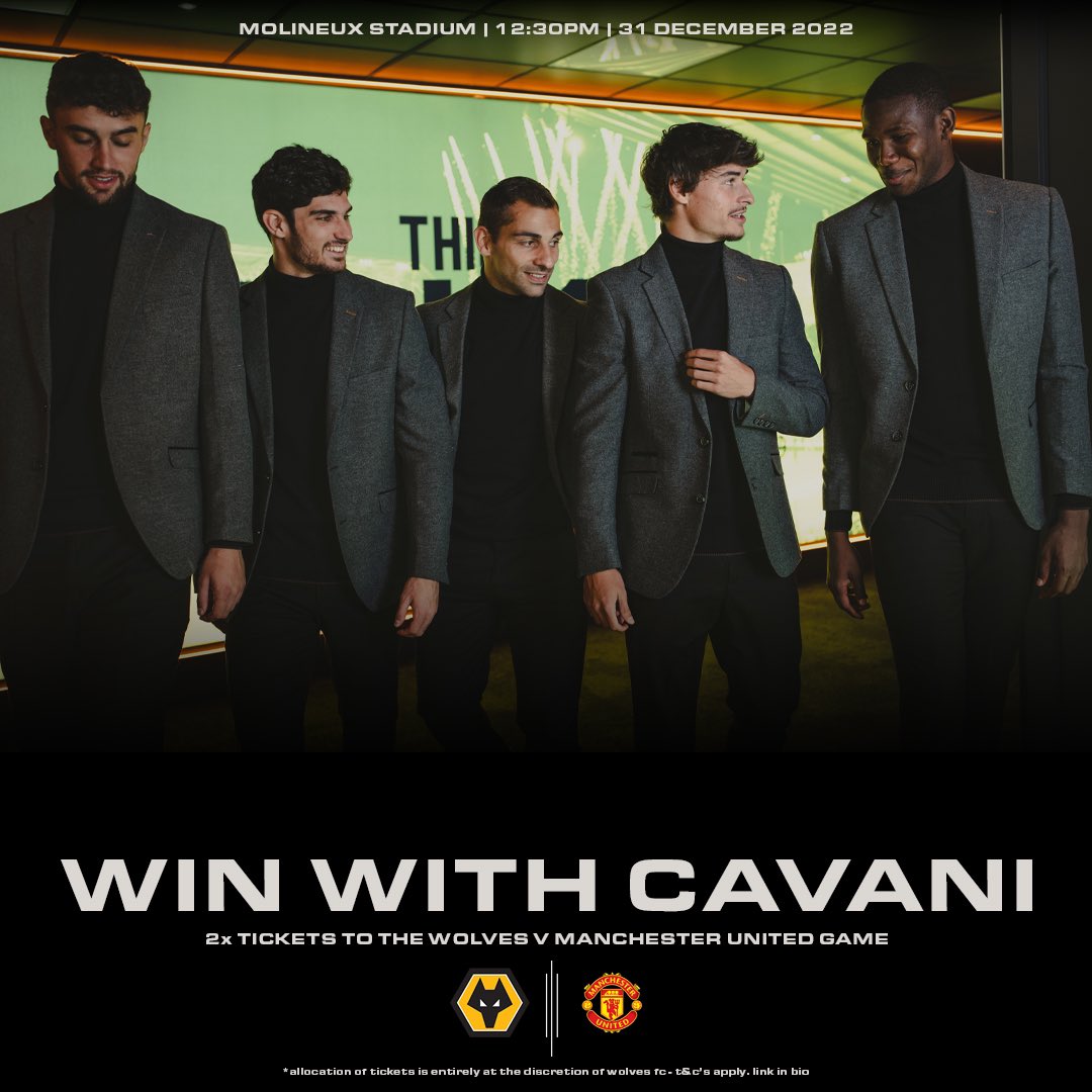 houseofcavani's tweet image. Win one of TWO pairs of tickets to @Wolves v Manchester United at Molineux on Saturday 31st December!
 
To enter:
1️⃣ Follow @Houseofcavani
2️⃣ Retweet this post
3️⃣ Tag the person you would take to the game
 
Good luck ⚽️ #wwfc 

T&amp;amp;C link in bio