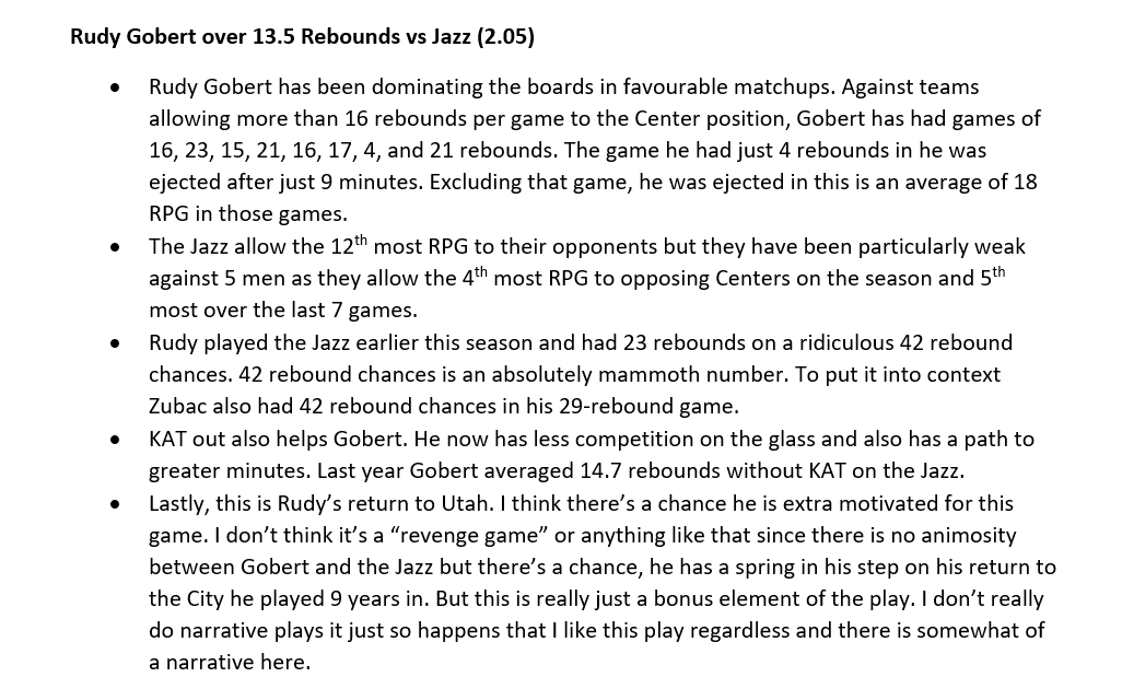 Rudy Gobert over 13.5 Rebounds vs Jazz (2.05)