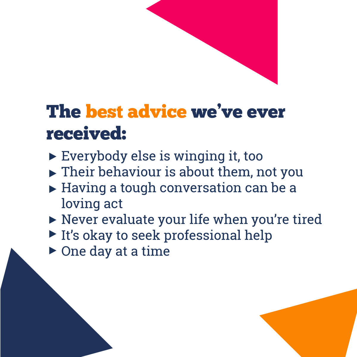 MHFAWales's tweet photo. Today, we're sharing some of the most helpful pieces of advice we've received to help frame our perspectives 🧠

#mentalhealth #mentalhealthsupport #selfcare #selfcaretips #mentalhealthawareness #depression #mentalhealthfirstaid #mhfawales #traininginmind https://t.co/Ibe2Xs2R5t