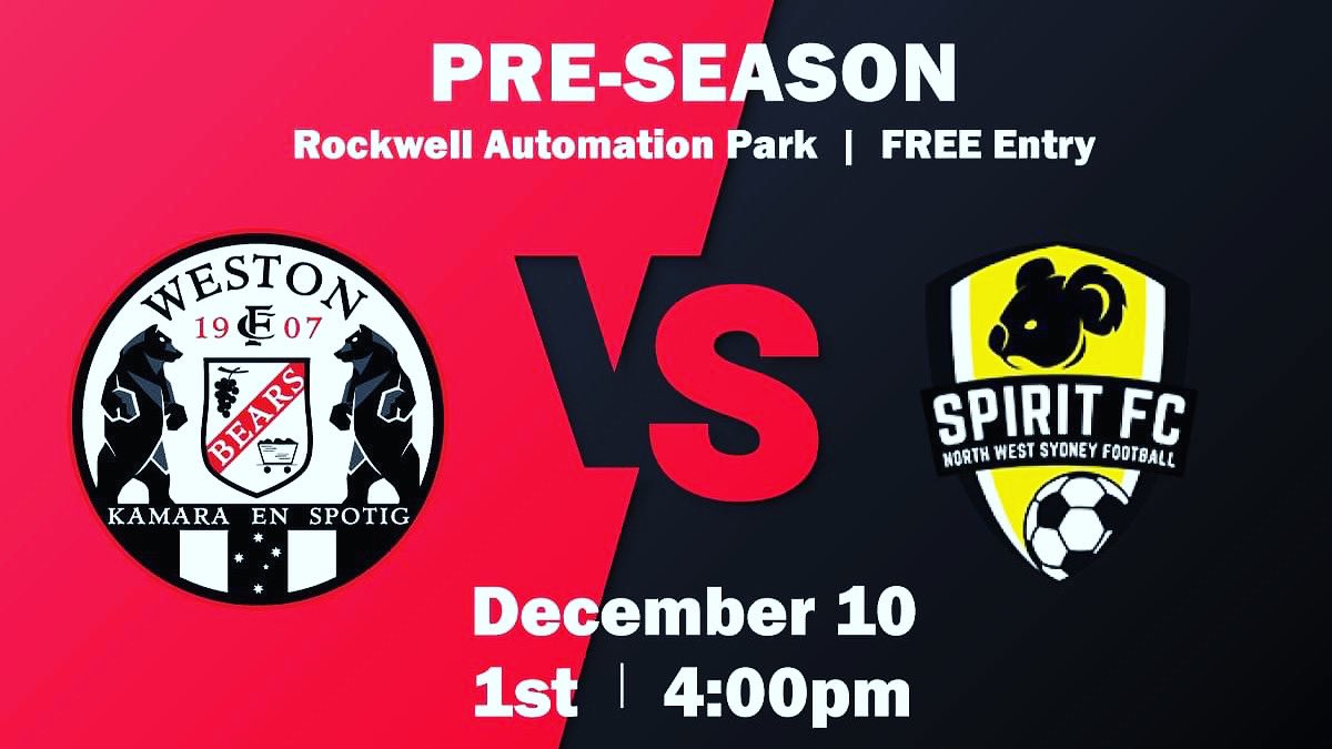 - Fixture Update -
Saturday's annual 'ANDROCK Pre-Season Cup' fixture with Spirit FC will now kick off at 4:00pm - 1st grade only. 
Entry is free. 
#COYB #TheGeordies