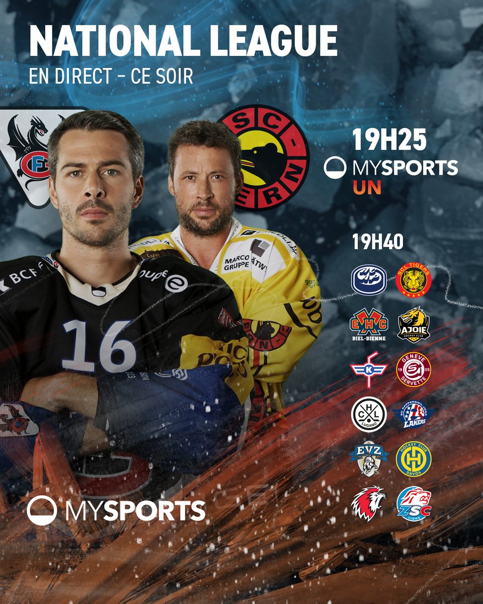 MySports_CH_fr's tweet photo. Dernière journée complète en @NLch_official !
Le derby entre @FrGotteron et le @scbern_news sera notre match studio, avec Alex, Stéphane et @CoachBoulanger.
Les chaînes 📺:
#FRISCB UN
#HCAPSCL 2️⃣
#EHCBHCA 3️⃣
#EHCKGSHC 4️⃣
#HCLSCRJ 5️⃣
#EVZHCD 6️⃣
#LHCZSC 8️⃣ https://t.co/JxefBTD1gl