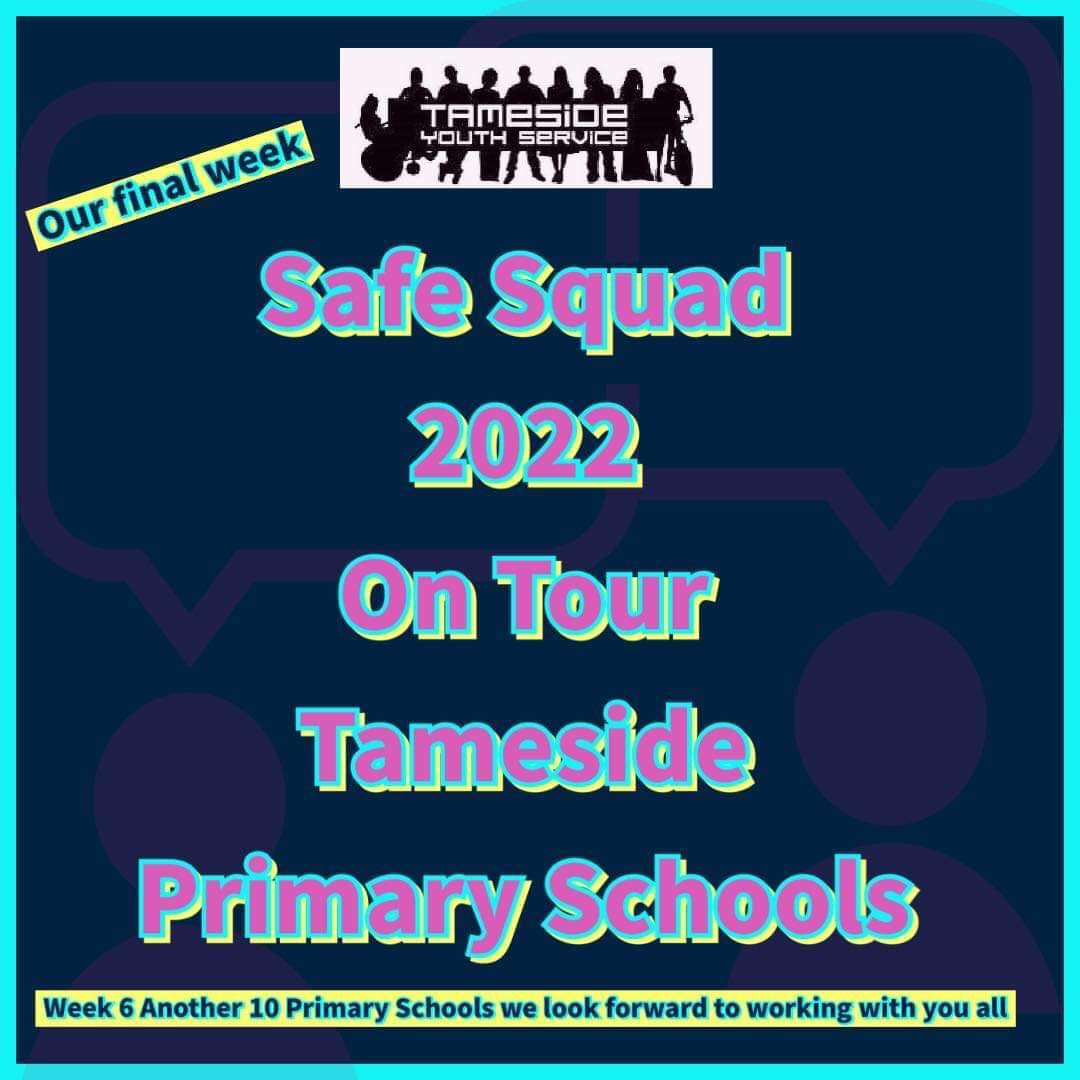 Tameside Youth Service and our partners <a href="/pac_cic/">Prime Active Communities cic</a> finished #SafeSquad 2022 we’ve been in 60 Primary Schools working with Year 6, it’s been a pleasure and a privilege working with  brilliant young people Thank you everyone involved. <a href="/Hopwood2Melissa/">Melissa Hopwood</a> <a href="/TamesideCouncil/">Tameside Council</a> <a href="/tmbc_places/">Tameside Place</a>