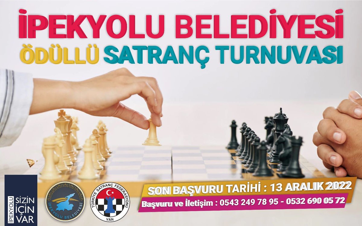 vantsfvan's tweet photo. İpekyolu Belediyesi Satranç Şenlikleri Turnuvaları 15-18 Aralık 2022  tarihlerinde Atatürk Sanat Galerisi'nde yapılacaktır. Kayıt için: https://t.co/3xzp59Wtka https://t.co/NX4vm5UTqD