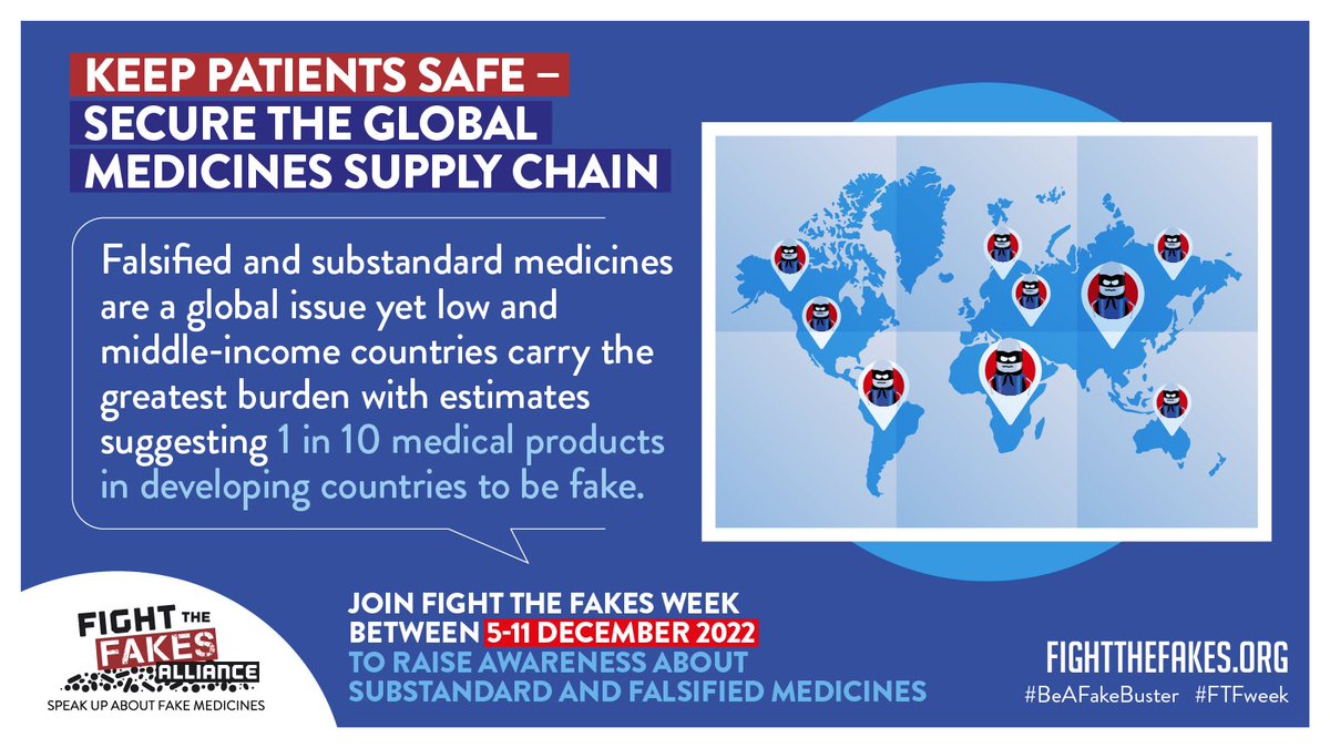 #Patients in low-and-middle-income countries are at a much higher risk of getting substandard & falsified medicines than others. This needs to stop🚨. We join #FTFweek to call for a secure #global medicines #supplychain 🔒🌐 📢 #FightTheFakes fightthefakes.org/week/5th-fight…

#CPApharm