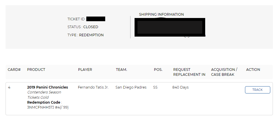 UrbanCardBreaks's tweet photo. Well it took 994 Days!! But we did it!! Finally receiving the Tatis RC Auto! I am glad it did not take 1000 days lol #paniniamerica #redemption #tatis #PANINI @PaniniAmerica @tatis_jr https://t.co/r91TbxgYE7