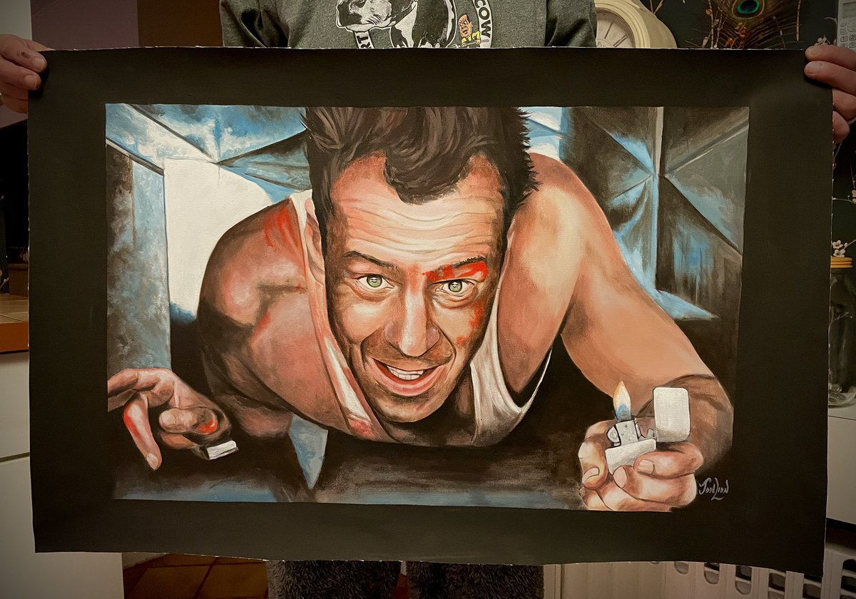 jonlionfineart2's tweet photo. How about an even BIGGER HOLIDAY SALE for Friday?? (You guys are tough!😂)

let's do $350 free shipping on my 32" DIE HARD painting on loose canvas

Who wants it??

Great holiday gift!

#DieHard https://t.co/6ZL6OkrlFH
