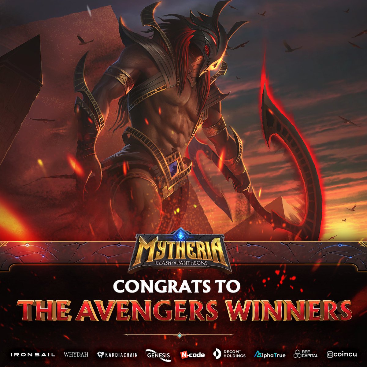 [#THE_AVENGERS] #CONGRATULATIONS TO THE VERY FIRST WINNER Our top core player: 🏆Nemo aid With two times won our GM Also, congrats to RienmaN88 and Strike1ne also won in @Mytheria_MYRA THE AVENGERS