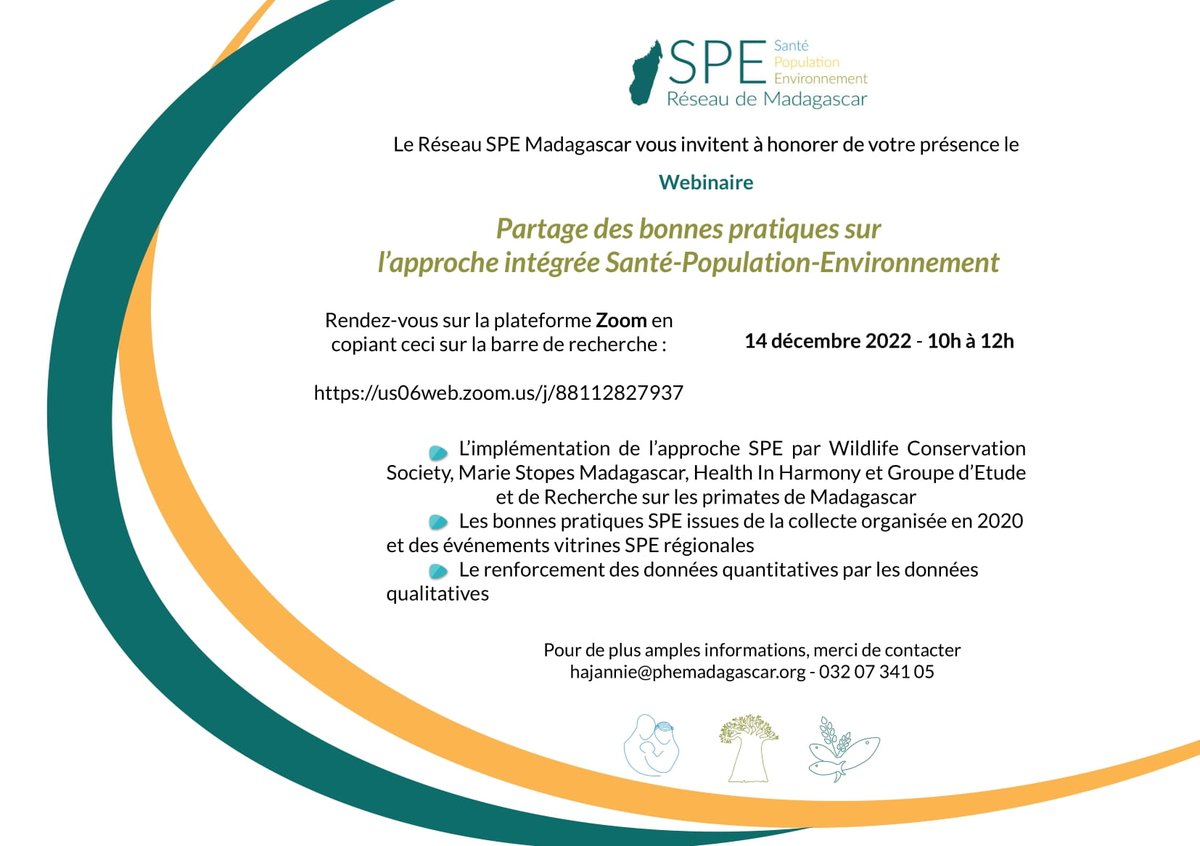 🔔 Webinar 🔔: Sharing good practices on the PHE approach in Madagascar
You often ask us how to proceed concretely in PHE partnership development. This webinar is for you, three PHE partnership models implemented in three different regions will be presented. 
Share unlimitedly ;)