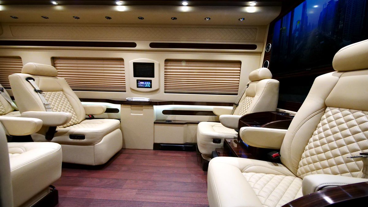 HQCustomDesign's tweet photo. This sophisticated and elegant Ambassador Edition Mercedes-Benz Sprinter conversion combines functionality, comfort and luxury. Featuring 7 fully powered luxury captain chairs.
https://t.co/eKuZHX5o8U
.
.
#HQCustomDesign #LuxuryVan #PartyOnTheGo #Boss #OwnTheNight https://t.co/NdHHnsJAFx
