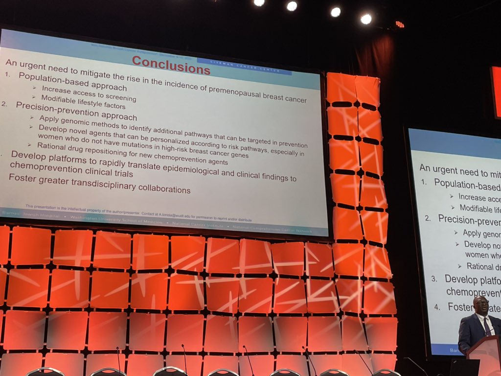 Abetunji Toriola, MD, PhD of @WUDeptMedicine shares his conclusions during his <a href="/AACR/">AACR</a> Outstanding Investigation presentation on breast cancer prevention in premenopausal women. #sabcs22 <a href="/OncoAlert/">OncoAlert</a>