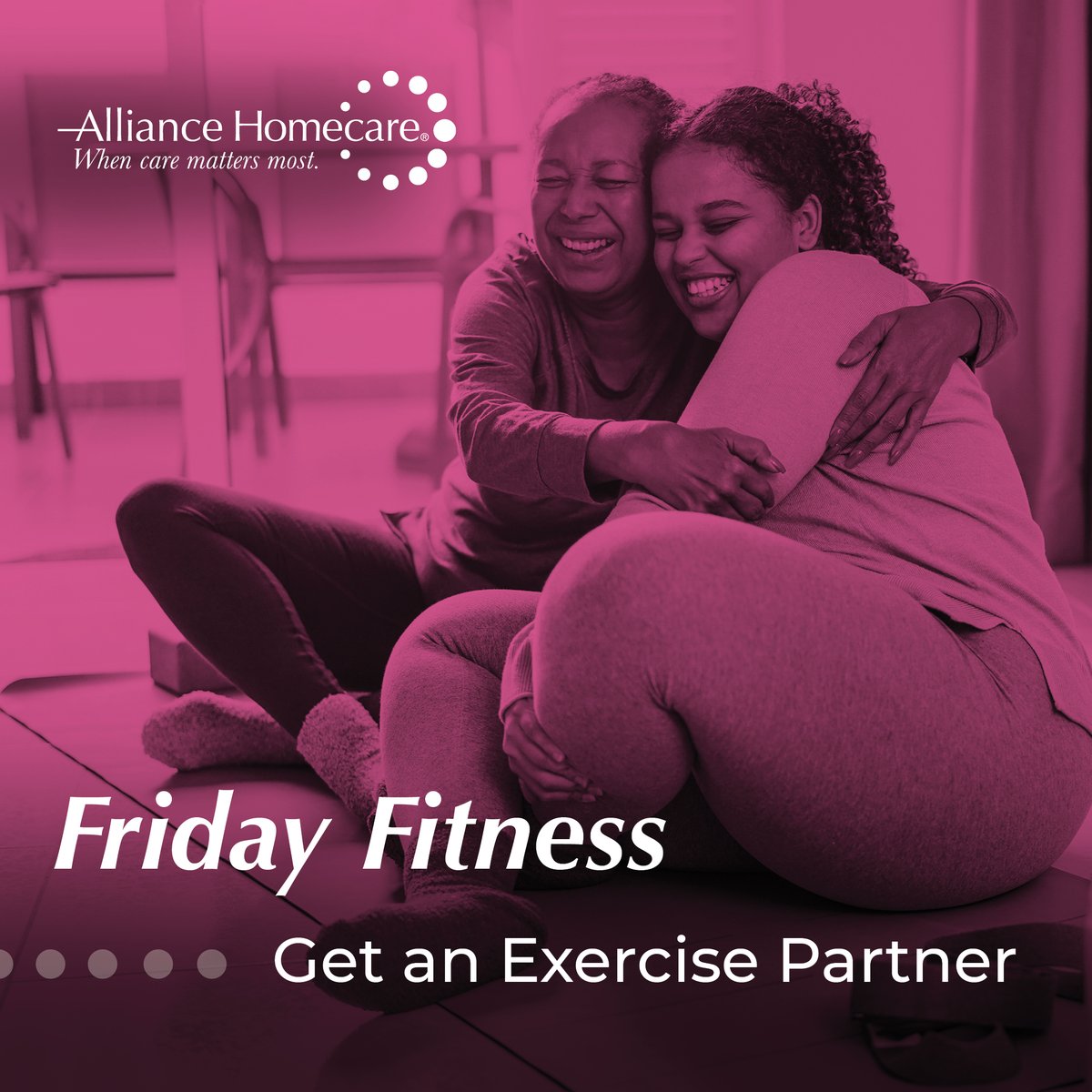 Today’s Friday Fitness tip: Working out with a friend or loved one motivates you to get up, show up, and stick to your workout. It helps you reach your fitness goals. Find out more at: loom.ly/fbvlh1k

#AllianceCares