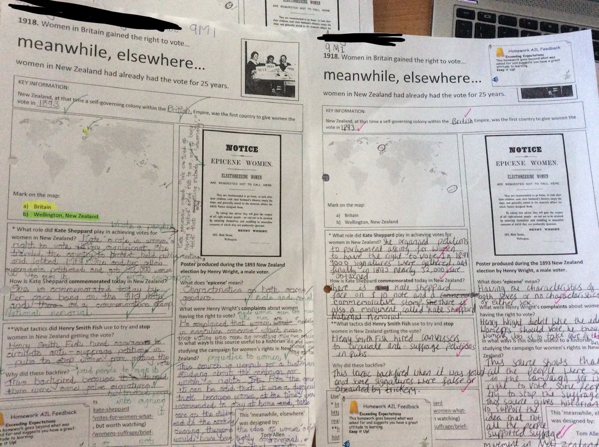 MissHensonHist's tweet photo. Year 9 have enjoyed finding out about women’s suffrage in New Zealand whilst they have been studying the women’s suffrage movement in England. Thank-you @tomallenhistory for sharing #meanwhileelsewhere @rusheymeadhist https://t.co/3Gn84z2u5f