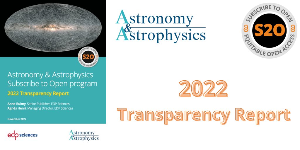 EDPSciences's tweet photo. News | @AandA_journal #SubscribetoOpen 2022 Transparency Report
“Together, EDP Sciences and A&A are committed to keep reviewing and adapting the A&A #Subscribe2Open model to respond and adapt to the demands of the librarian community.”
https://t.co/40HS0sZ5mr #OpenScience https://t.co/PIUgDOQtA6