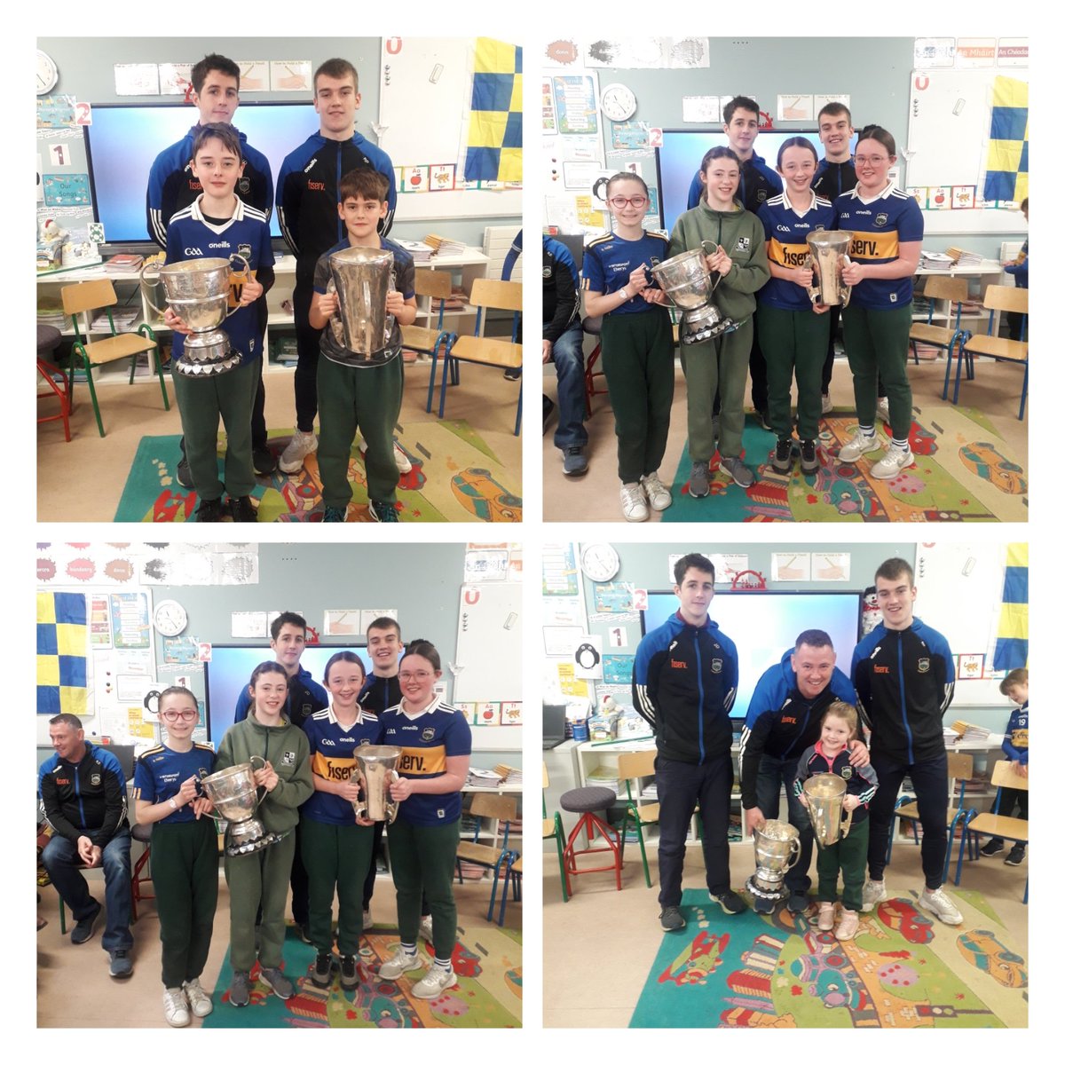 clonmore_ns's tweet photo. We were delighted to welcome Jamie Ormond, Paddy Phelan and Ray Doyle to our school today  with the Irish Press Cup. Thank you for telling us about your journey to becoming All Ireland Minor Hurling Champions. A great day was had by all. https://t.co/9S14xmRuLP