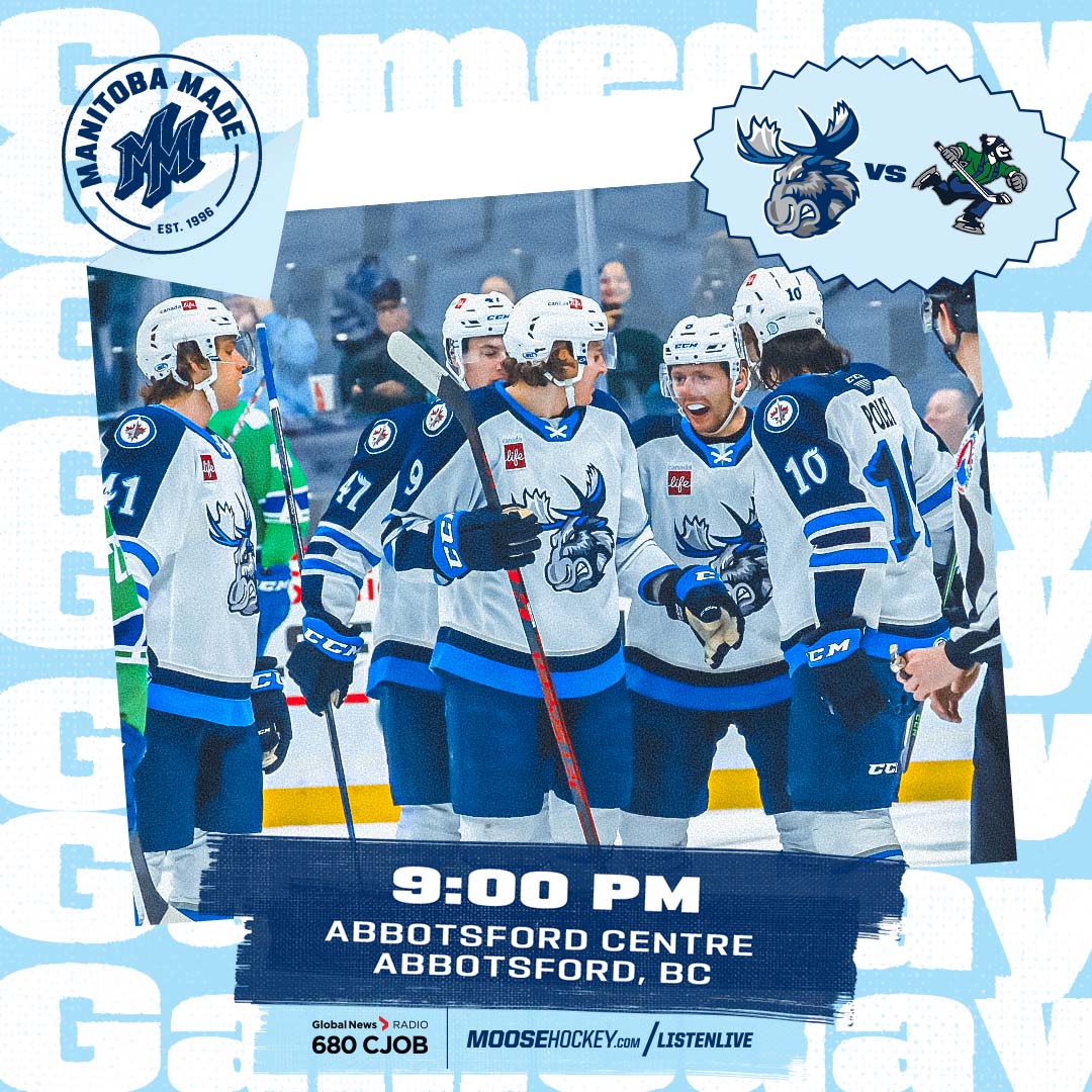 ManitobaMoose's tweet photo. It's Game Day!

The #MBMoose are on the road in Abbotsford to take on the Canucks! The antlered ones are looking to extend their point streak! Puck drops at 9 p.m. CT.

Tune in below to catch all the action!

📻: https://t.co/rt5JnceEMg
📺: https://t.co/mnDpC2dj5b

#GoMooseGo https://t.co/aRWAqJJA1y