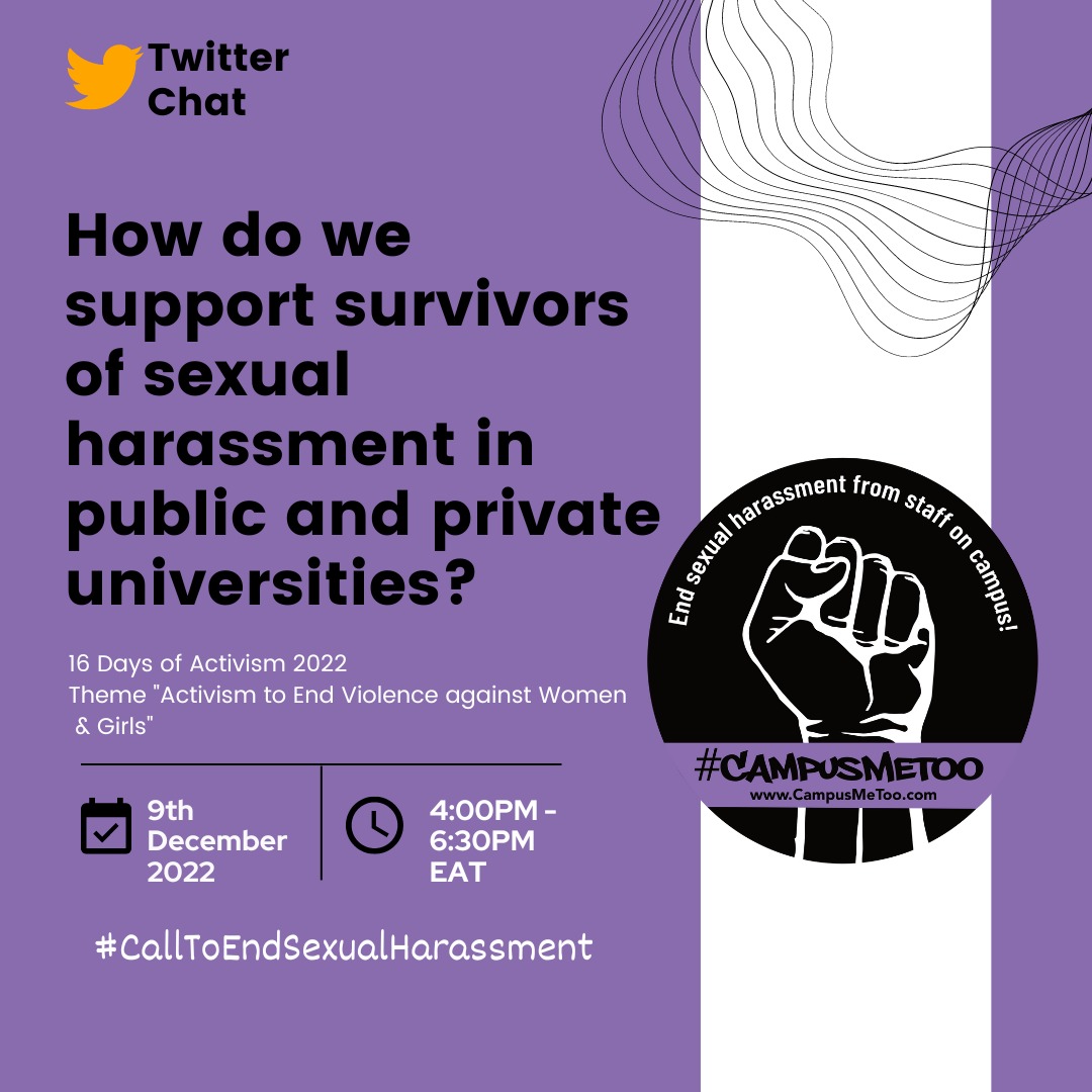 janommoja's tweet photo. Universities and tertiary institutions should ensure that the learning institutions should are Safe for Sexual Harassment survivors. #CallToEndSexualHarassment https://t.co/7JFU4qL8jw