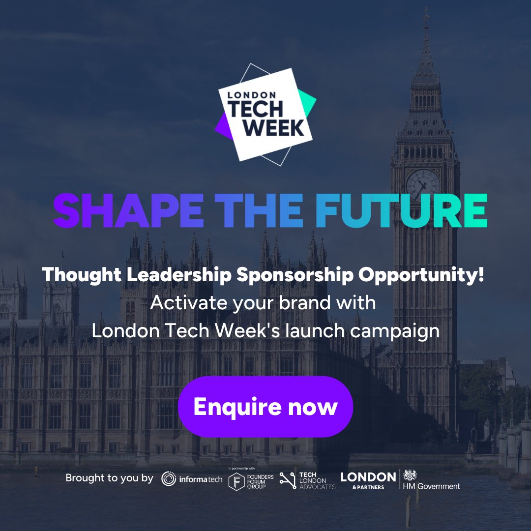FFHealthTech's tweet image. Showcase your thought leadership, case studies, and innovative solutions with our #LondonTechWeek2023 launch video 🎥

If you were already thinking of partnering up with us next June, then you could start your campaign earlier  🤩 

Get in touch now at info@londontechweek.com 🙌