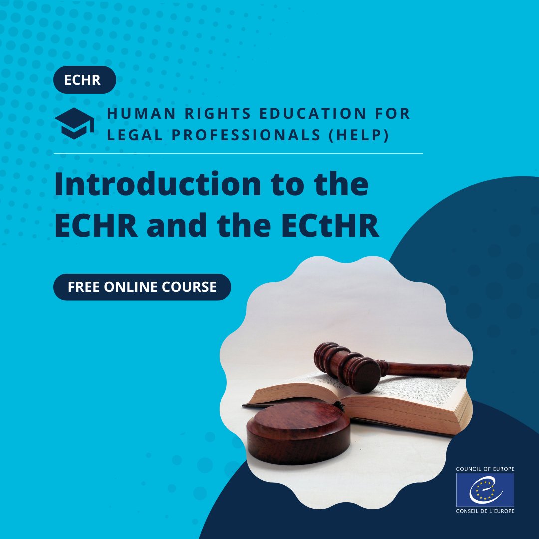 #HumanRightsDay 

Looking for a good introduction to #humanrights and the #ECHR system? 

Take our free online 6-hour training course on the European Convention on Human Rights and the European Court of Human Rights.

Info: rm.coe.int/help-course-br… 

#RightTheWrongs <a href="/CoEHELP/">Council of Europe HELP Programme</a>