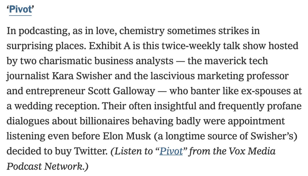 Congratulations to @voxmediapods shows Unexplainable and @PivotPod for making it onto the @nytimes's list of the best podcasts of 2022! Check out all of @uugwuu's picks here: nytimes.com/2022/12/08/art…