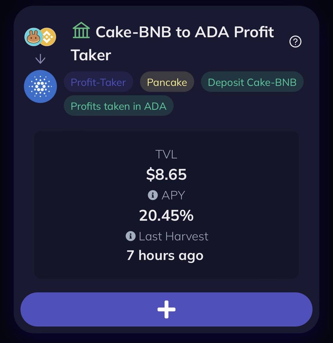 BloomifyApp's tweet image. Happy Friday 🥳 We’re testing strategies and making weekend plans, how about you? 

Check out this #Cardano $ADA Profit Taker for you $CAKE &amp;amp; $BNB ! 💰