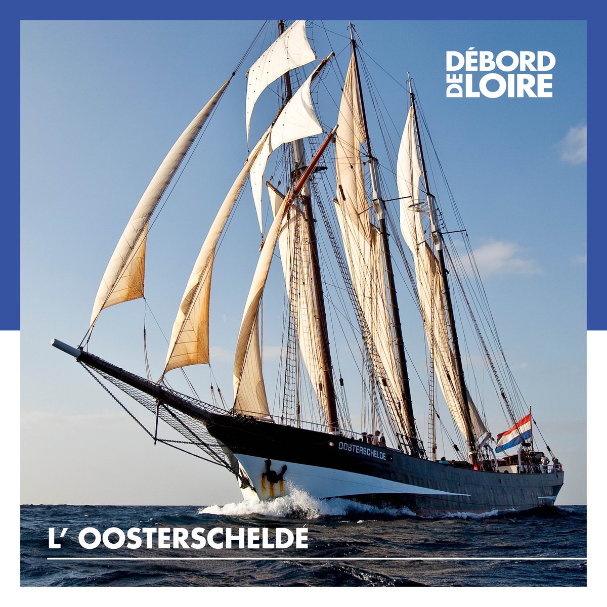C’est l’un des trois « bateaux-stars » de la 3e édition de Débord de Loire : l’Oosterschelde ⛵️
Cette goélette à trois-mâts aux formes élancées a été construite en 1917 et c'est un fleuron de la construction navale néerlandaise ! 
Pour en savoir + ➡️ deborddeloire.fr/bateau/02-oost…