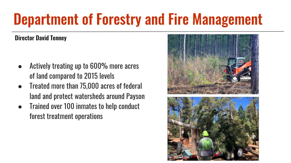 Under @DougDucey's leadership, #AZForestry was given the necessary tools to help us increase fuels reduction projects statewide. With the Gov's support, we've been able to accomplish high-priority goals, including wildfire risk reduction & providing for healthier forests. #AZFire