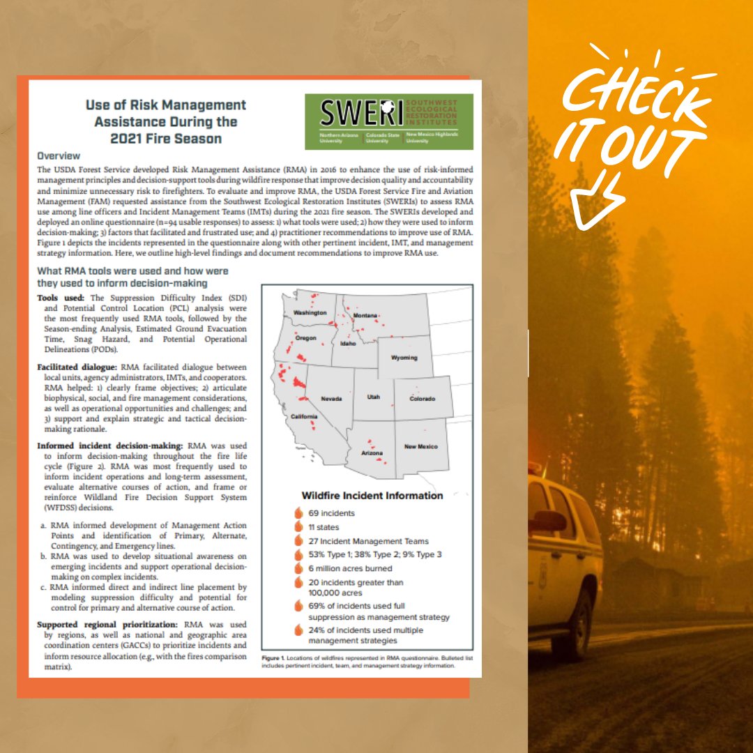 New Pub! We captured perspectives from ~100 people who used RMA during the 2021 fire season. In the report, we tools used, how they were used, factors that facilitated or frustrated use, and actionable recommendations to improve the use of RMA. ow.ly/G1iB50LZwy8