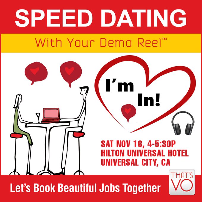 I am so excited to be chosen among a select group of #voiceover #actors to attend 'Speed Dating With Your Demo Reel' at <a href="/ThatsVoiceover/">That's Voiceover!</a> next weekend!
Special thanks <a href="/Joanthevoice/">Joan Baker</a> <a href="/rgaskins1/">Rudy Gaskins</a> <a href="/staceyjaswad/">Stacey J. Aswad</a> and <a href="/SovasVoice/">Society of Voice Art</a> for this exceptional opportunity! See you soon! Can’t wait!
