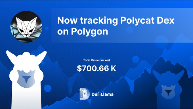 🔄 @DefiLlama Now tracking Polycat Dex @PolycatFinance on @0xPolygon 🔄 #Polycat is a decentralized hybrid yield optimizer (yield farm and yield aggregator) running on the Polygon blockchain 🔽INFO defillama.com/protocol/polyc…