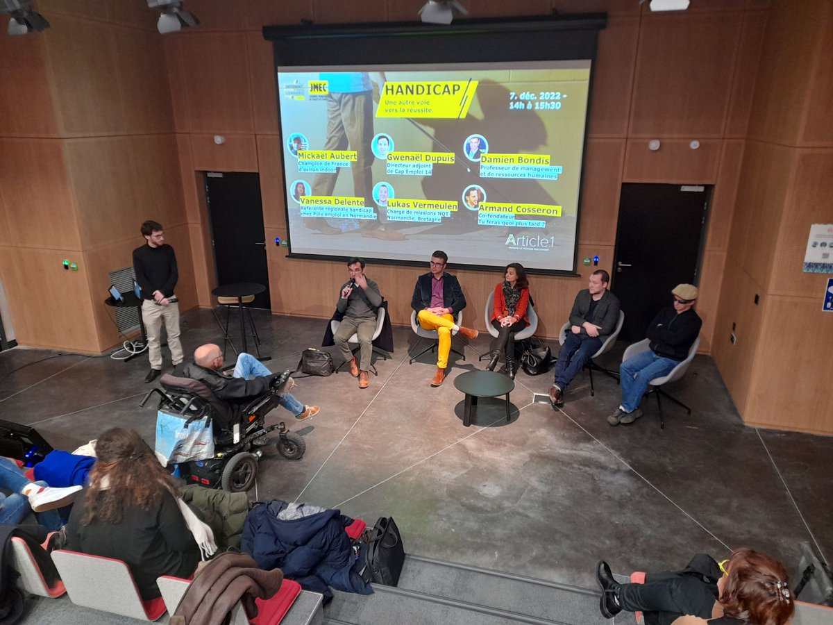 Diffleaders's tweet photo. 💡La première édition normande de la #journéemondialedelegalitédeschances s'est tenue mercredi à #Caen avec l'antenne @article_un  Normandie 🔥

Animé par @_ChArmand  , elle était dédiée au #handicap. 👇

#JMEC #JMEC2022 #égalitédeschances #inclusion #normandie https://t.co/nDhT2sHqJ7