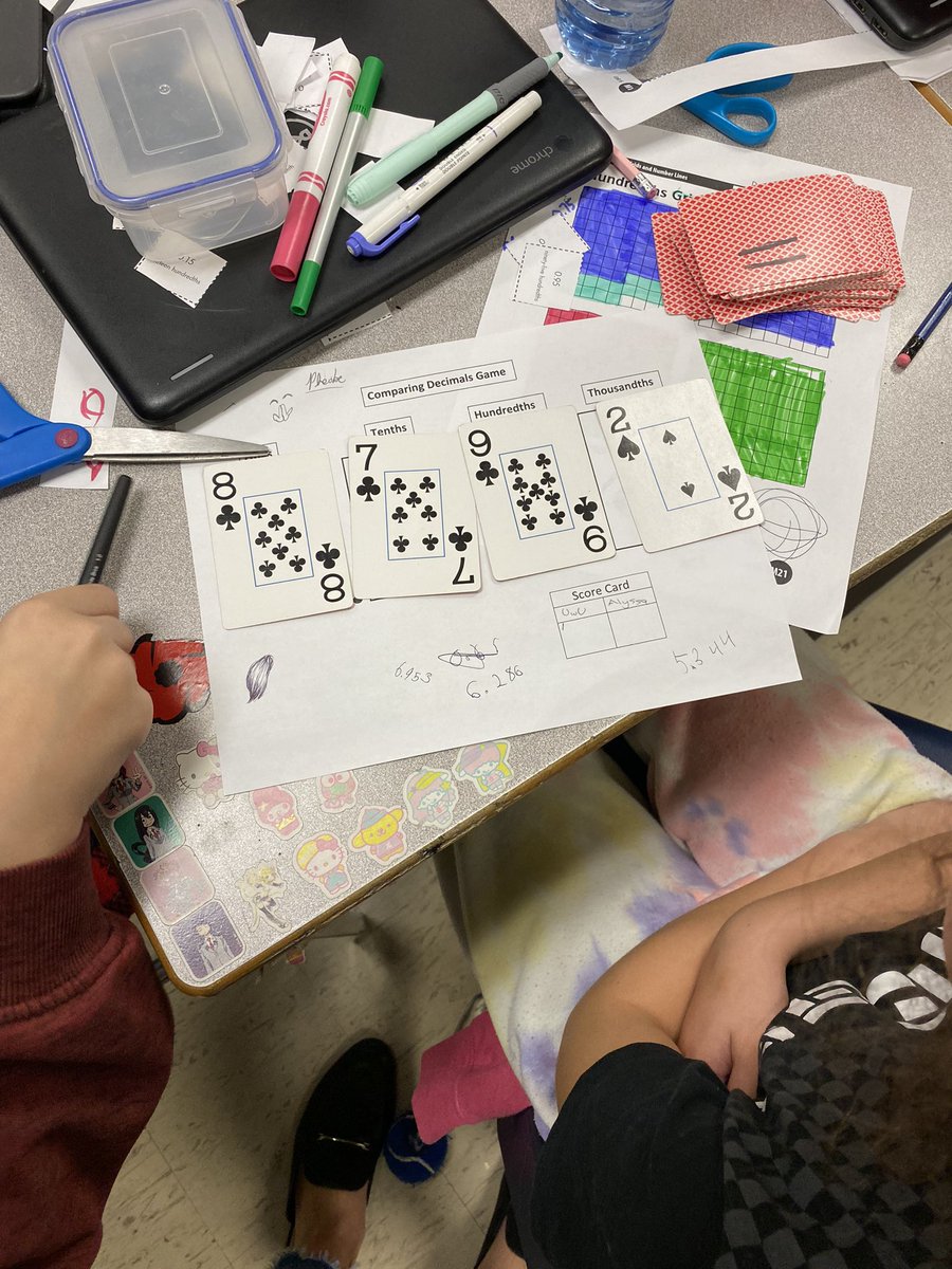 MsLongeway's tweet image. Our last Math Games Friday game was decimal war! We love a good card game! @FenelonTownship #tldsbmath #tldsblearns