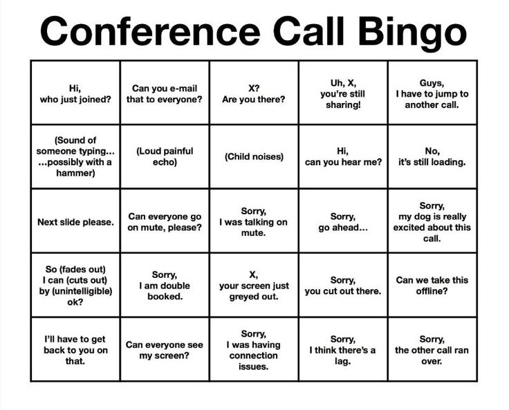 As heard on my conference call:
‘We are seeing presenter mode, can you please show the slides full screen?’ 
– ‘No,  I have a low bandwidth.' 
🤯
That's double score in the conference call Bingo, no?